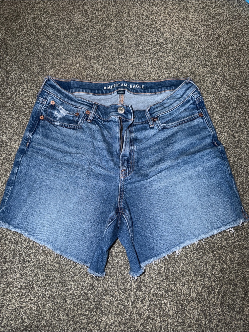 American Eagle Outfitters Blue Denim Cutoff Shorts with Frayed Hem